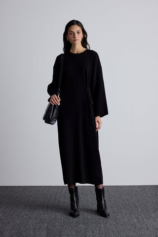 Tie Knit Dress Black