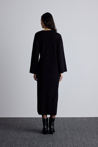 Tie Knit Dress Black