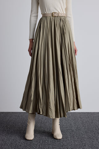 Pleated Maxi Skirt Sage