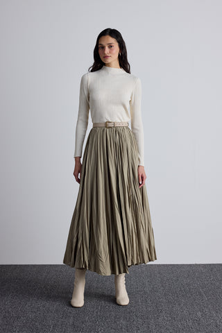 Pleated Maxi Skirt Sage