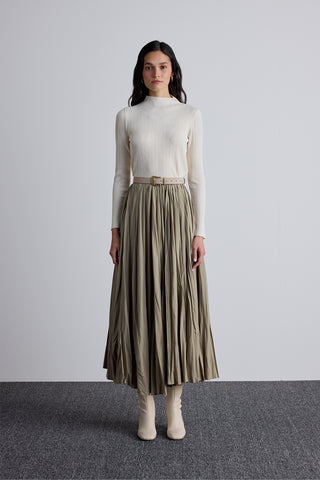 Pleated Maxi Skirt Sage