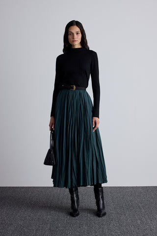 Pleated Maxi Skirt Green