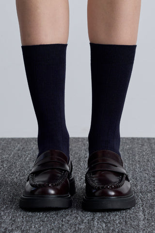 Ribbed Long Socks Navy Blue