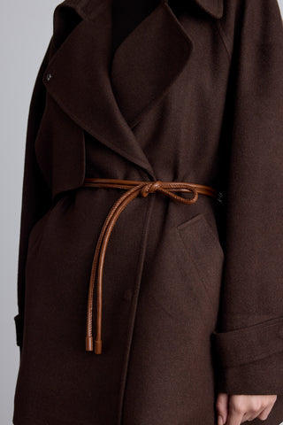 Faux Leather Cord Tie Belt Camel