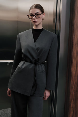 Classic Belted Blazer Anthracite