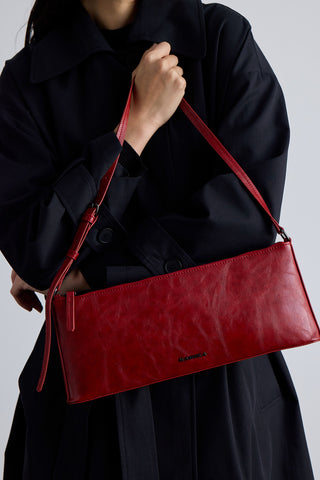 Thin Strap Baguette Bag Red