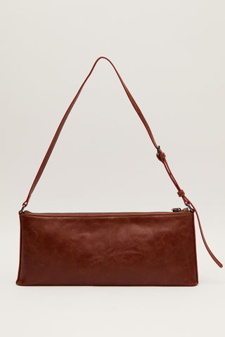 Thin Strap Baguette Bag Brown