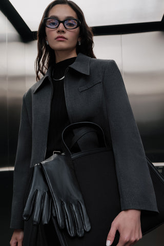 Klasik Crop Blazer Antrasit