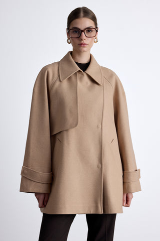 Mari Double Breasted Trench Coat Camel