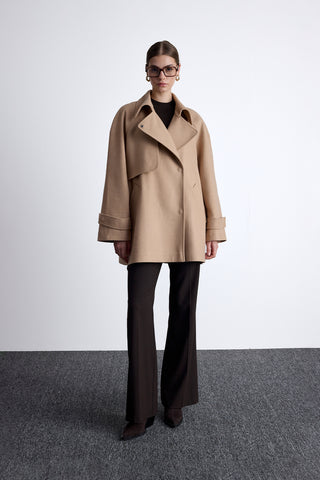 Mari Double Breasted Trench Coat Camel