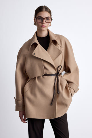 Mari Double Breasted Trench Coat Camel