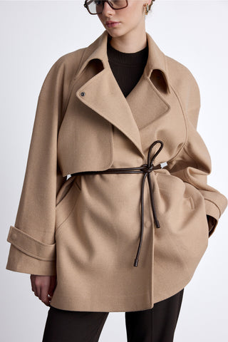 Mari Double Breasted Trench Coat Camel