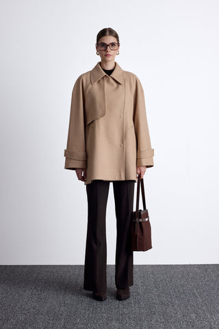 Mari Double Breasted Trench Coat Camel