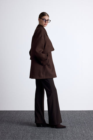 Mari Double Breasted Trench Coat Brown