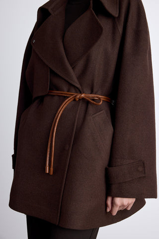 Mari Double Breasted Trench Coat Brown