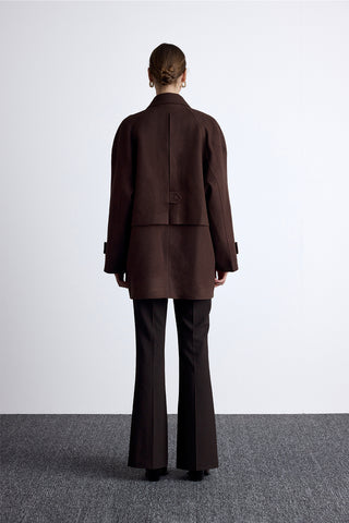 Mari Double Breasted Trench Coat Brown