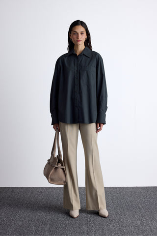 Pleated Oversized Shirt Smoke