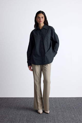 Pleated Oversized Shirt Smoke