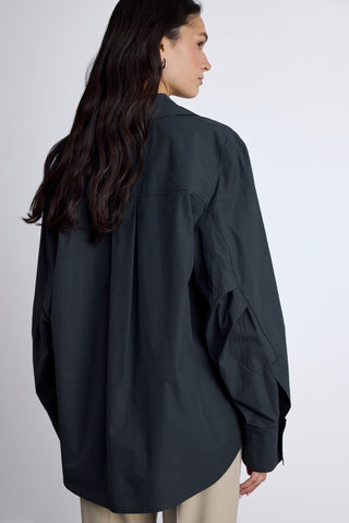 Pleated Oversized Shirt Smoke