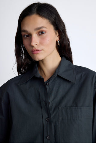 Pleated Oversized Shirt Smoke
