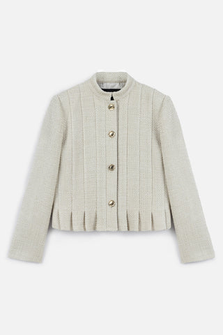 Textured Buttoned Jacket Beige