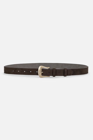 Suede Faux Leather Buckle Belt Brown