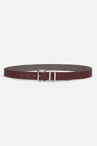 Basic Square Buckle Faux Leather Belt Burgundy