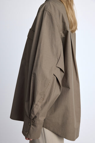 Pleated Oversized Shirt Khaki