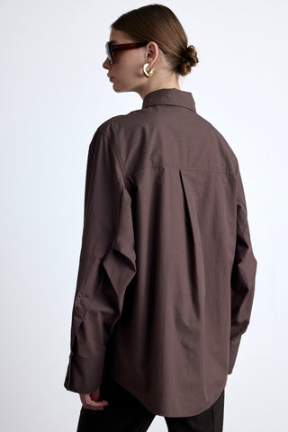 Pleated Oversized Shirt Brown