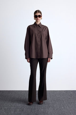 Pleated Oversized Shirt Brown