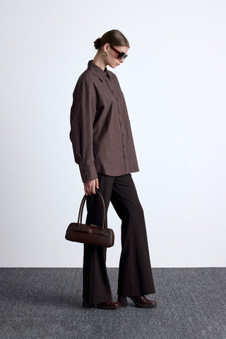 Pleated Oversized Shirt Brown