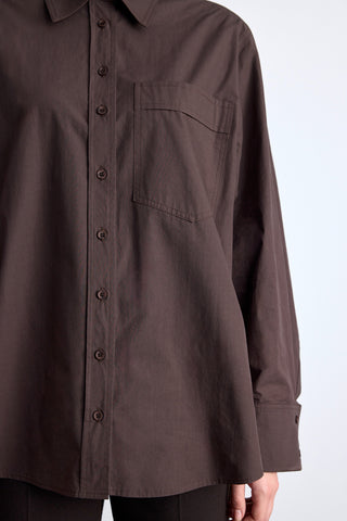Pleated Oversized Shirt Brown