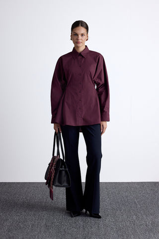 Adjustable Waist Shirt Burgundy