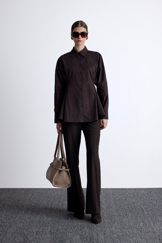 Adjustable Waist Shirt Brown