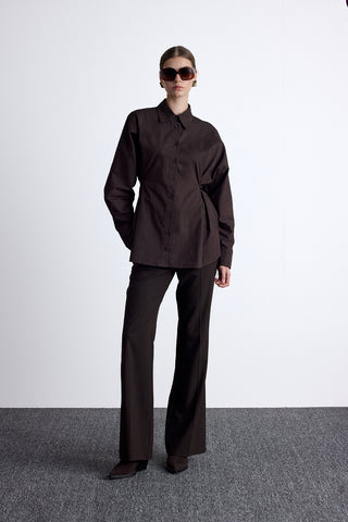 Ayarlanabilir Bel Gömlek Kahverengi