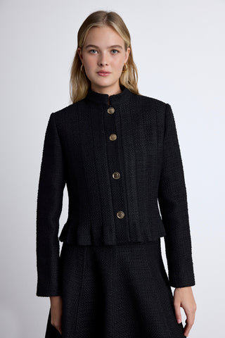 Textured Buttoned Jacket Black