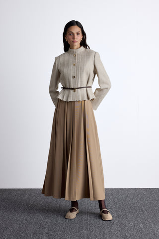 Wide Pleated Skirt Camel