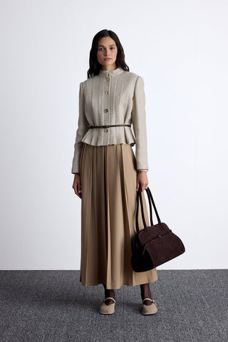 Wide Pleated Skirt Camel