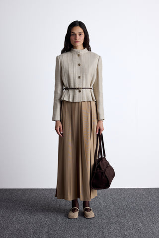 Wide Pleated Skirt Camel