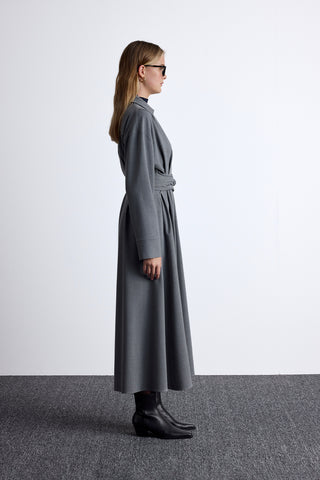 Pleated Belted Dress Grey