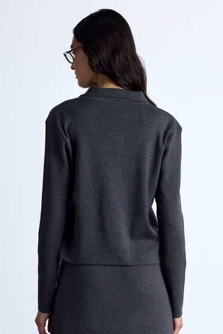 Covered Button Knit Cardigan Anthracite