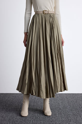 Pleated Maxi Skirt Sage