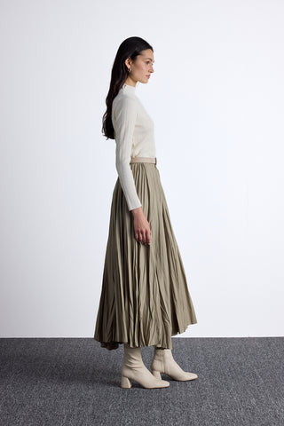 Pleated Maxi Skirt Sage