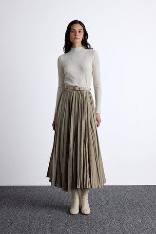 Pleated Maxi Skirt Sage