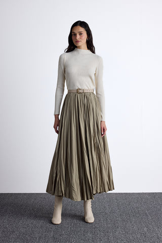 Pleated Maxi Skirt Sage