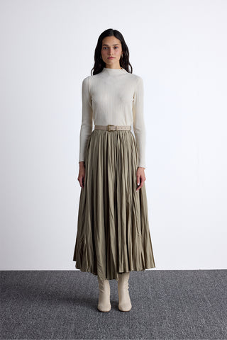 Pleated Maxi Skirt Sage