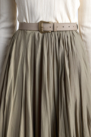 Pleated Maxi Skirt Sage