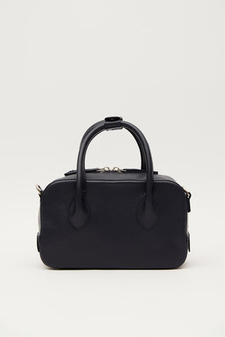 Ester Faux Leather Box Bag Navy Blue