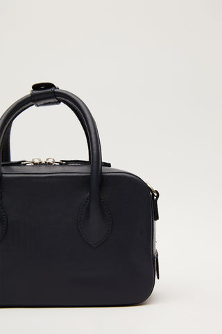 Ester Faux Leather Box Bag Navy Blue