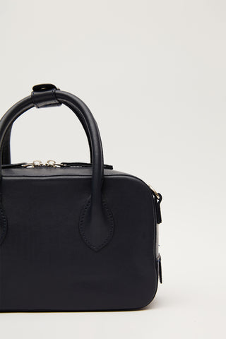 Ester Faux Leather Box Bag Navy Blue